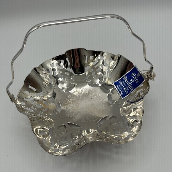 Gales of Sheffield England Silverplate Pierced Basket Ruffled & Etched MCM - Picture 9 of 9